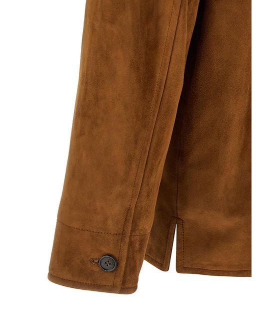 Saint Laurent Brown Lamb Leather Jacket Clothing for men