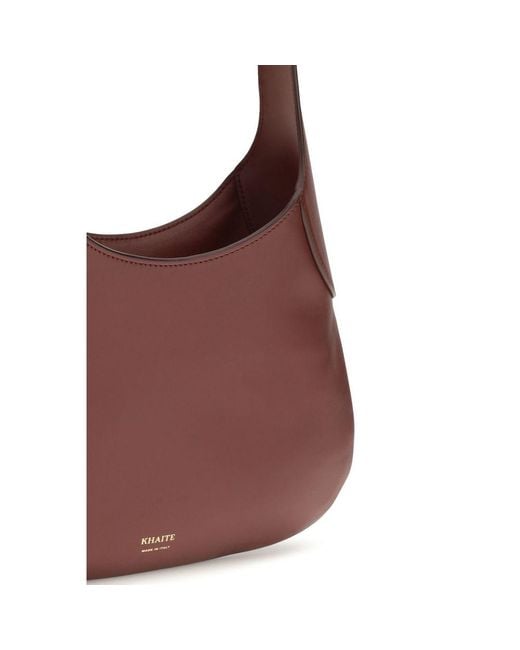 Khaite Brown Bordeaux Calf Leather Bos Taurus Shoulder Bag