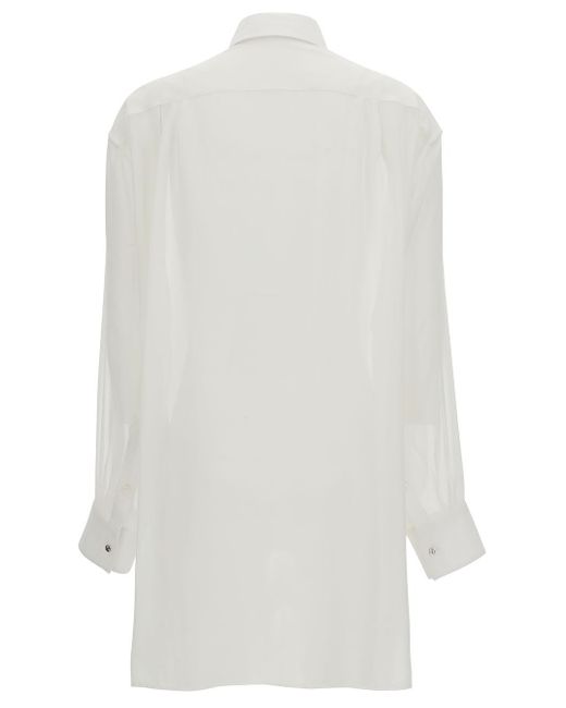 Stella McCartney Oversized White Tuxedo Shirt In Silk Woman