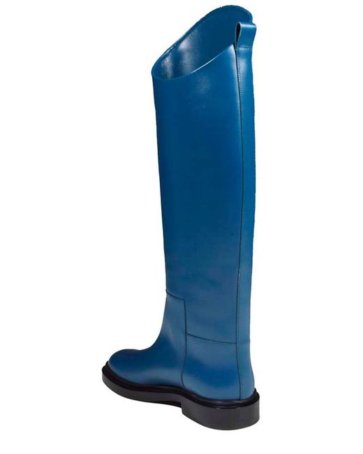 Jil Sander Blue Almond-toe Knee-length Boots