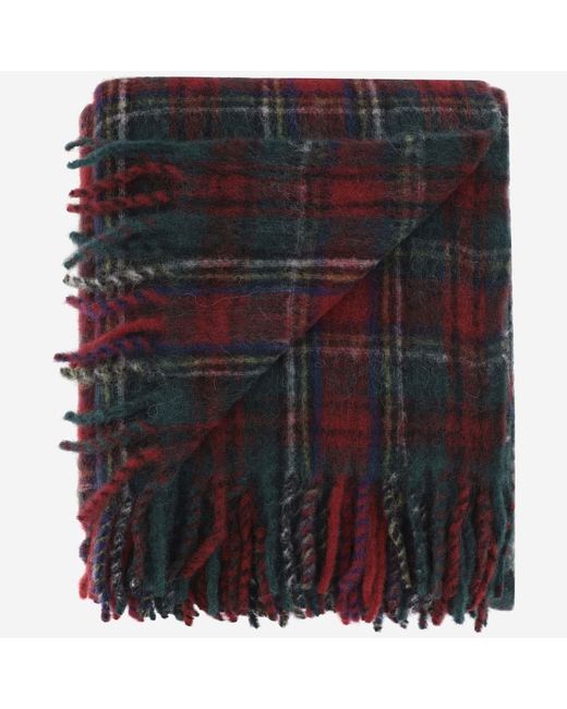 Saint Laurent Black Wool Blend Maxi Scarf With Check Pattern