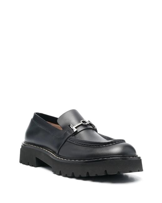 Ferragamo Gray Ferragamo Gancini Chunky Leather Loafers for men
