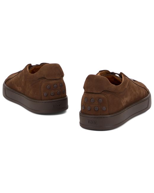 Tod's Brown Sneakers Suede Calfskin Trainers for men