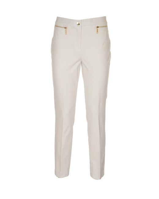 MICHAEL Michael Kors White Mid-rise Zipped Trousers