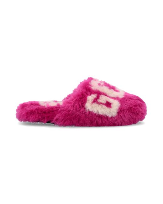 Gcds Pink Faux Fur Slippers