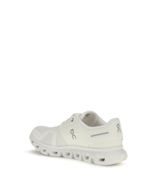 On Shoes White Sneakers Cloud 6 Upper: Recycled Polyester Trainers