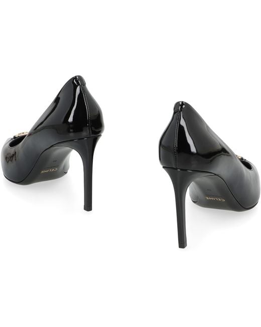 Céline Black Lacquered Heels With Pointed Toe Leather Pumps