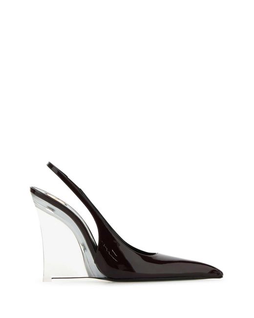 パンプス Saint Laurent Burgundy Leather Miller Wedges Saint Laurent Burgundy Leather Miller Wedges | Lyst