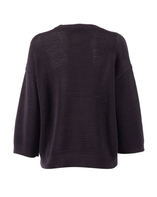 Peserico Blue Knitted Sweater Cotton Crewneck