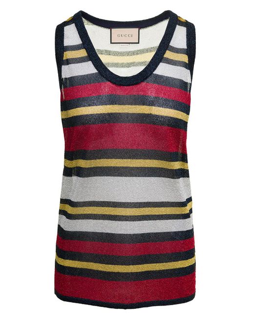 Gucci Red Sleeveless Striped Top