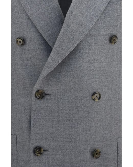 Lardini Gray Double-Breasted Wool-Blend Jacket for men