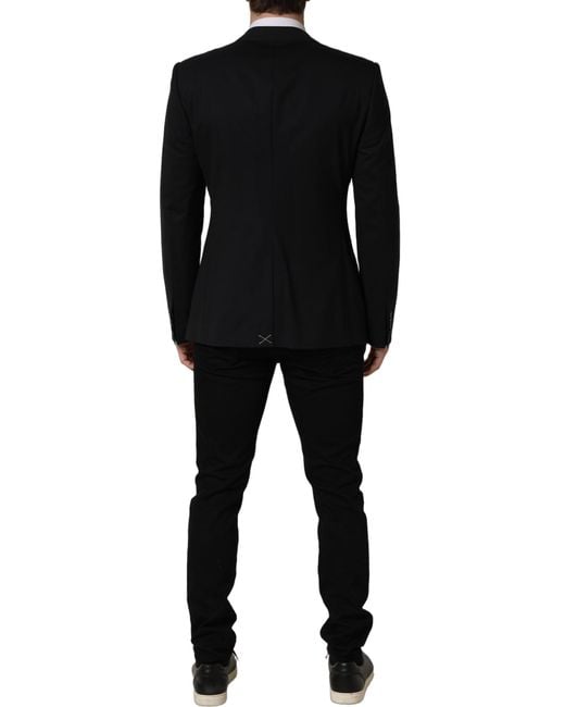 Dolce & Gabbana Black Wool Single Breasted Blazer Jacket Virgin Elastane Clothing for men