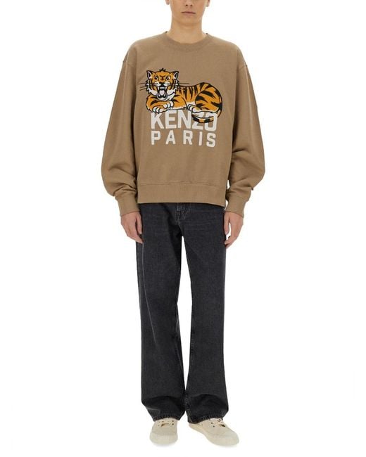 KENZO Natural Happy Tiger Sweatshirt Cotton Sweatshirts for men