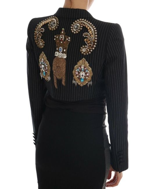 Dolce & Gabbana Black Crystal Blazer Jacket