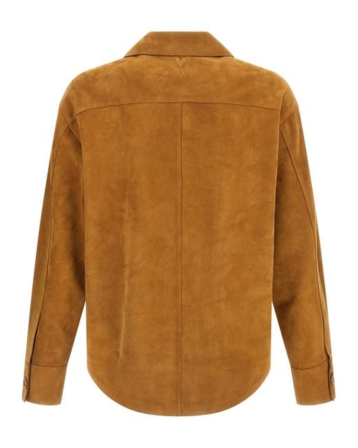 AMI Brown Lamb Leather Jacket Clothing for men