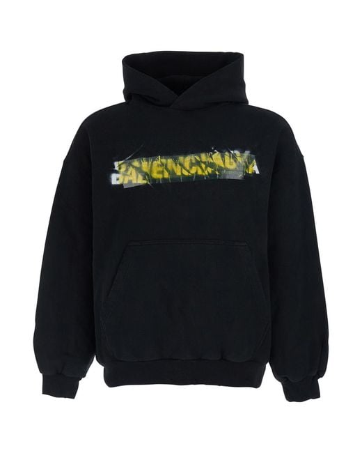Balenciaga Black Hoodie Medium Fit Cotton Sweatshirts for men