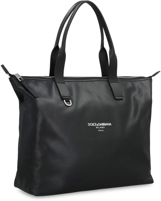 Dolce & Gabbana Black Tote Bag Adamo Calf Leather for men