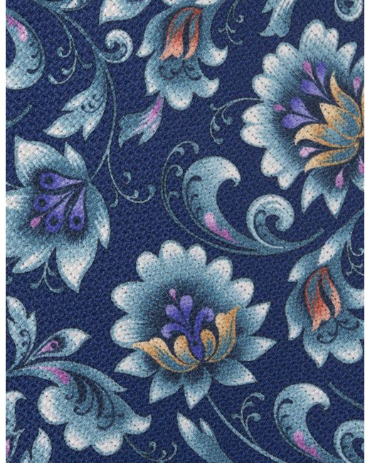 Kiton Blue Tie With Floral Print for men