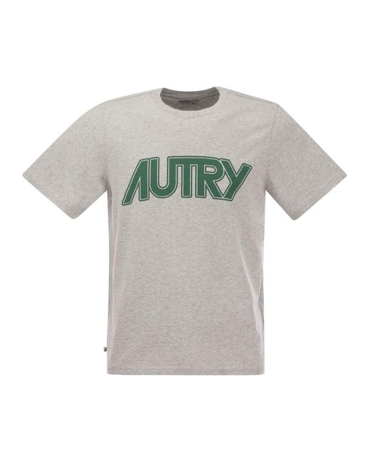 Autry Gray Crew-Neck T-Shirt With Front Logo