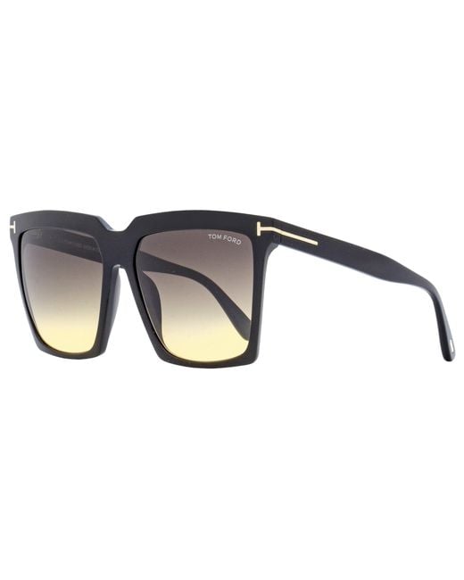 Tom Ford Black Square Sunglasses Tf764 Sabrina-02 01B 58Mm Ft0764 Plastic (Acetate)