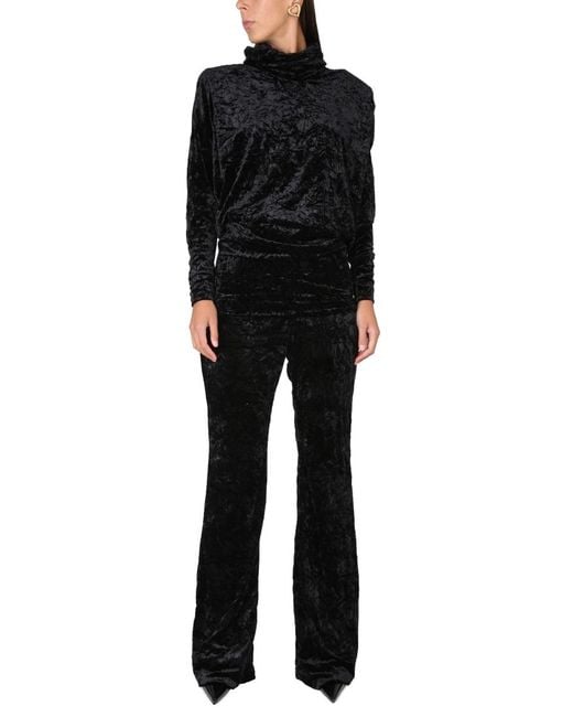 Saint Laurent Black Wide Leg Pants Polyester Trousers
