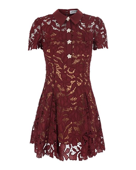 Self-Portrait Red Mini Dress Tech Fabric