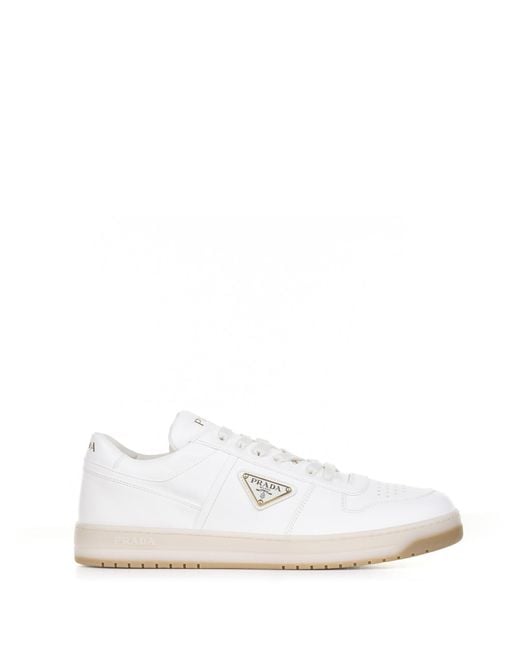 Prada Natural Downtown Leather Sneakers