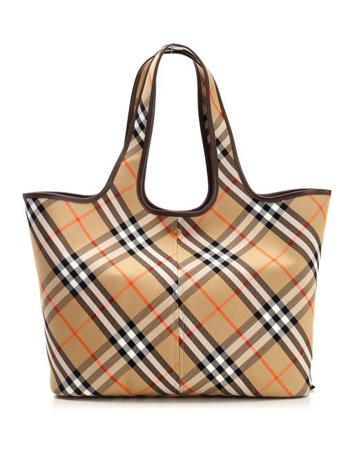 Burberry Metallic Cotton Canvas Medium Tote