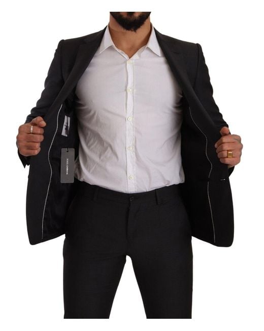 Dolce & Gabbana Black Elegant Wool Martini Suit for men