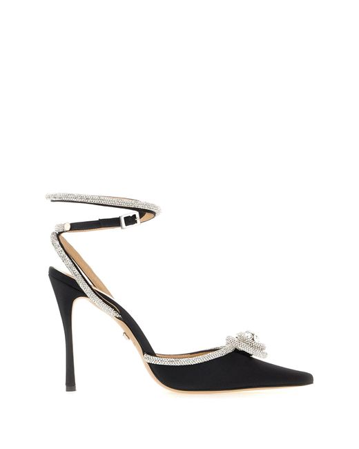 Mach &amp; Mach Black Satin Double Bow Pumps