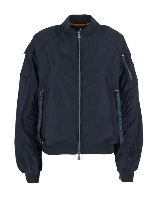 Save The Duck Blue Lil- Bomber Jacket With Front Pockets And Logo Patch Applied On The Sleeve