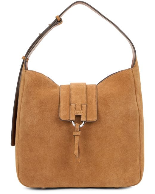 Hogan Brown Shoulder Bag Suede Calfskin Handbags