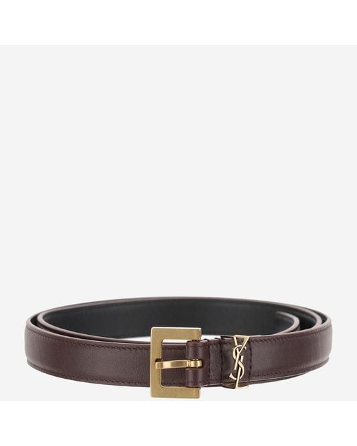 Saint Laurent Black Leather Belt Cassandre Calfskin