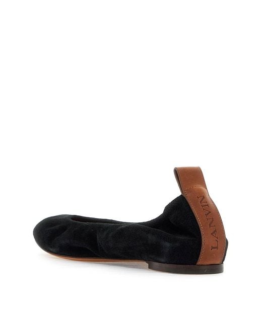 Lanvin Black Suede Ballet Flats For