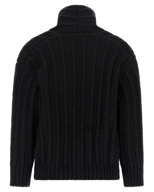 Dolce & Gabbana Black Coarse Wool Cardigan Sweaters And Cardigans