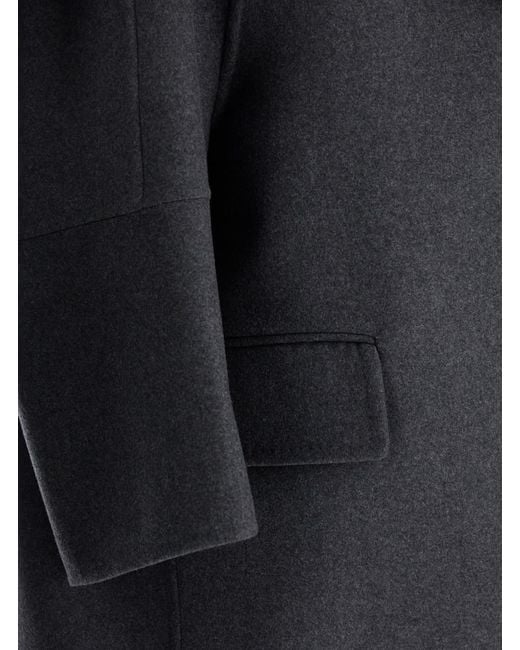 Max Mara Black Coat With Notched Revers Virgin Wool