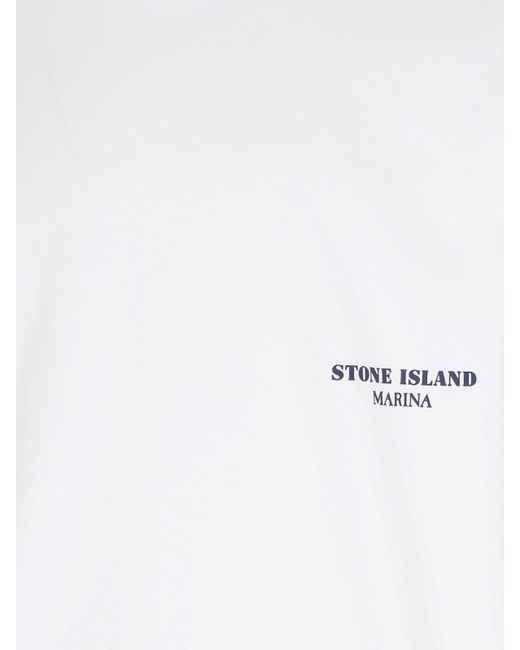 Stone Island White Marina Crew Neck Sweatshirt for men