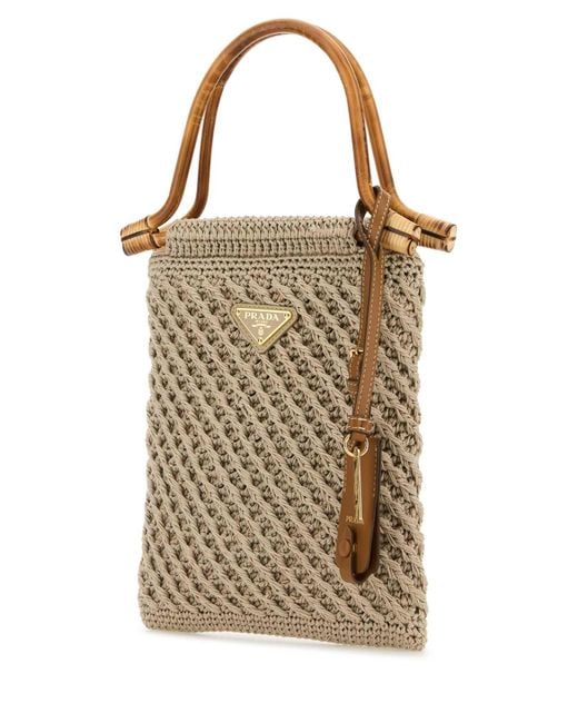 Prada Multicolor Cappuccino Crochet Handbag