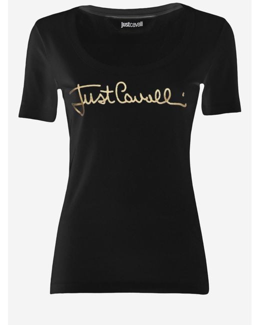 Just Cavalli Black T-Shirt Stretch Cotton T-Shirts & Jerseys