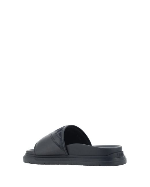 Fendi Multicolor Slide Diagonal Sandals Fabric; Rubber for men
