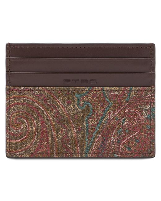 Etro Brown Card Holder Cotton Wallets & Purses