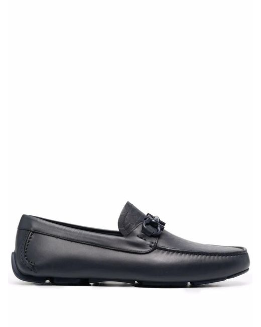 Ferragamo Blue Gancini Leather Drivers for men
