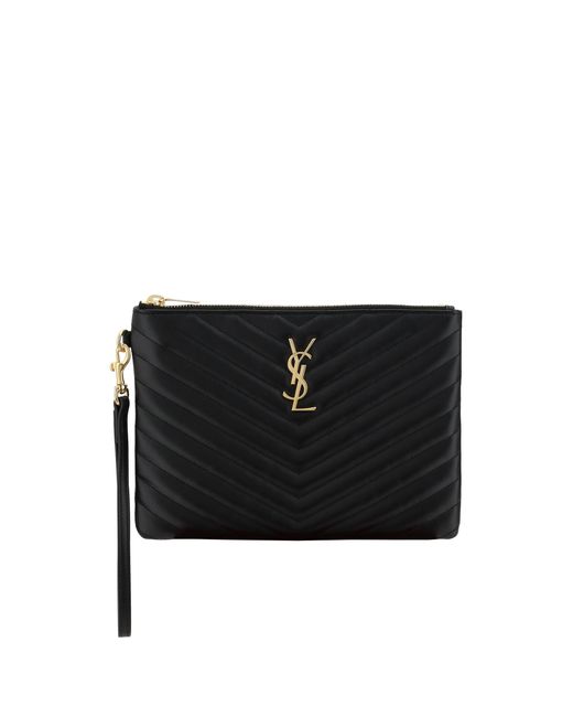 Saint Laurent Black Matelassé Pouch Bag