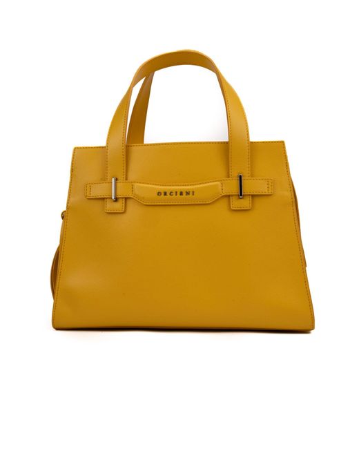 Orciani Yellow Posh Medium Leather Handbag