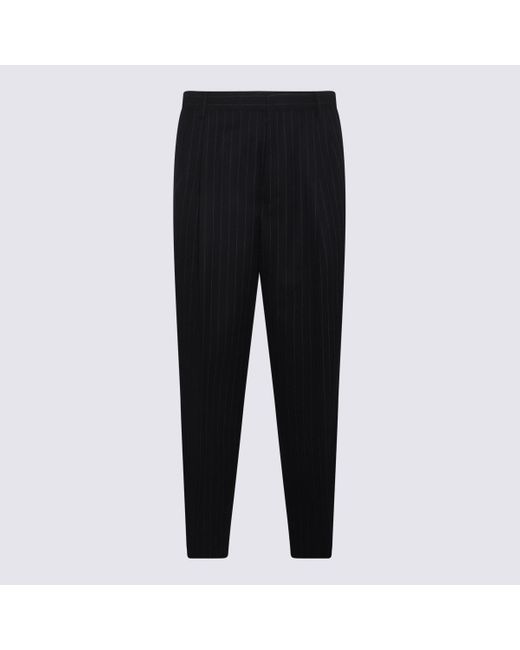 Dries Van Noten Black Wool Pinstripe Pants for men