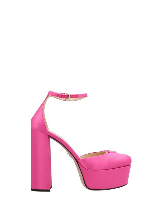 Prada Pink Logo-Plaque 135Mm Platform Pumps