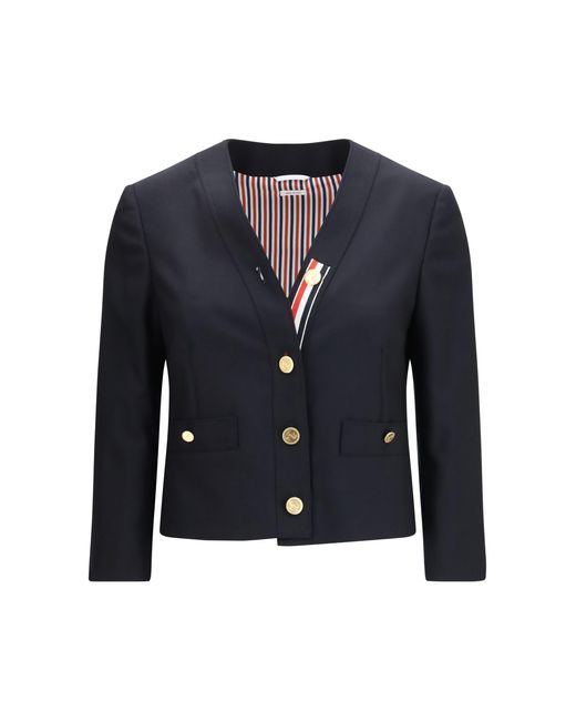 Thom Browne Blue Hopsack Cardigan Jacket Merino Wool Ovis Aries