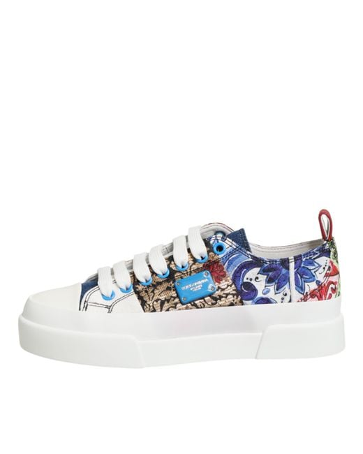 Dolce & Gabbana Multicolor Patchwork Low Top Sneakers Shoes Co+Se+Vi+05Lf