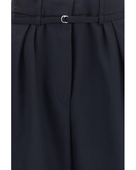 Dries Van Noten Blue Wide-Leg Drawstring Trousers Merino Wool