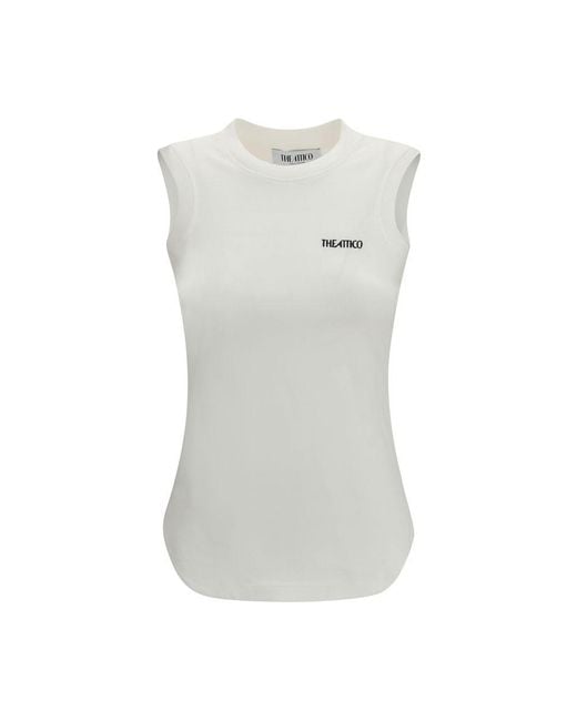 The Attico Gray Cotton Sleeveles T-Shirt